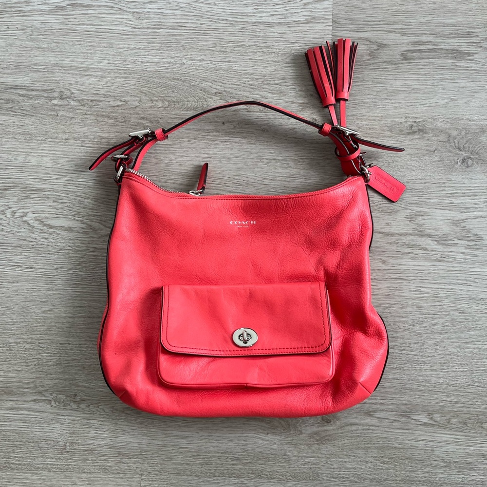 Coach Vintage Courtney Legacy Genuine Leather Coral Shoulder Bag